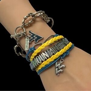 West Virginia Mountaineers Bracelets Set With Charms Toggle Clasp